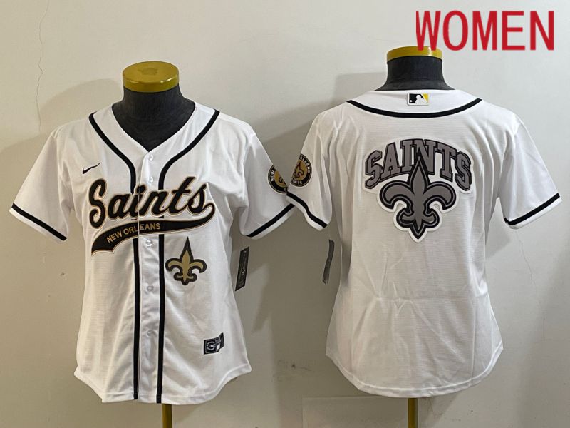 Women New Orleans Saints Blank White Joint Name 2024 Nike Limited NFL Jersey style 6